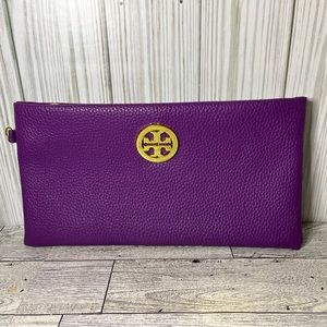 Preloved - Tory Burch Purple Pebbled Leather Wallet